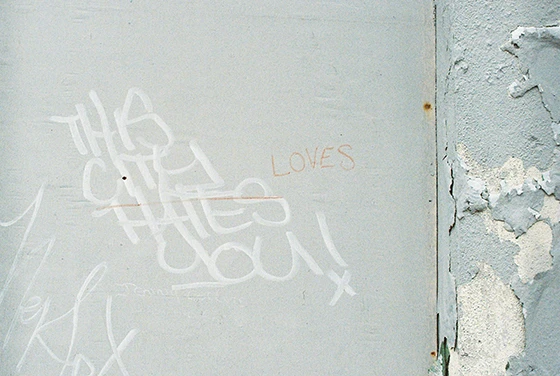 Graffiti peeling paint grey wall texture Limerick City Ireland Film Lomography Color Negative 800 Camera Nikon F2 35mm
