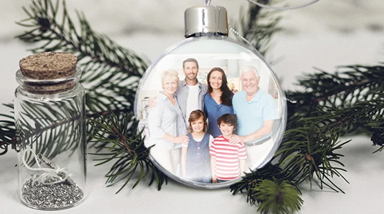 CHRISTMAS BAUBLE PERSONALISED BALL PHOTO INSERT CREATE YOUR TREE DECORATION XMAS 