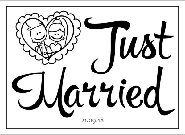 Just Married wedding number plate 18